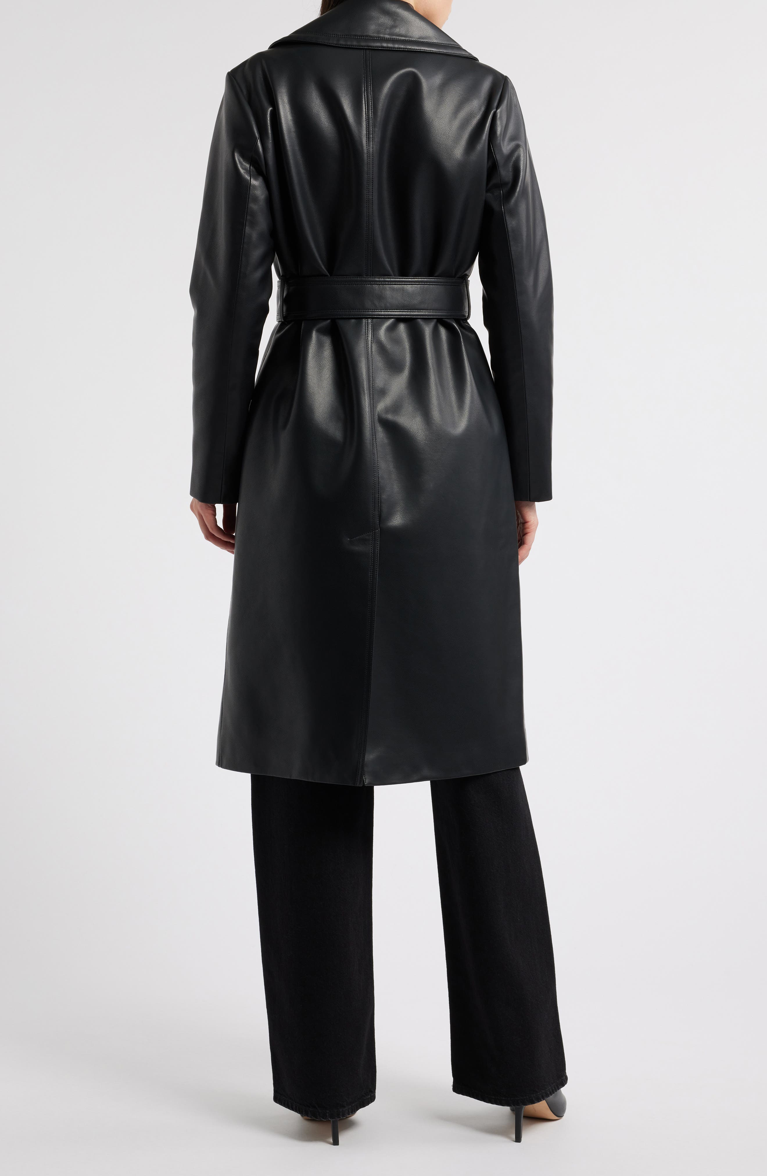 Long Faux Leather Trench Coat - image 2