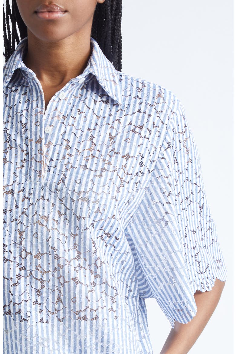 Stripe Floral Lace Shirt, Alternate, color, LAKE/OPTIC WHITE