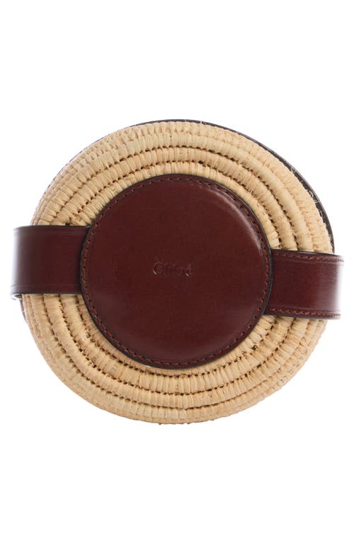 Chloé Kerala 25 Embellished Leather-trimmed Faux Raffia Tote In Dark Ebony