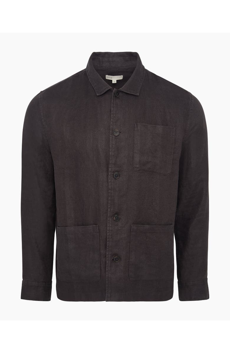 Onia Linen Herringbone Overshirt, Alternate, color, Carbon