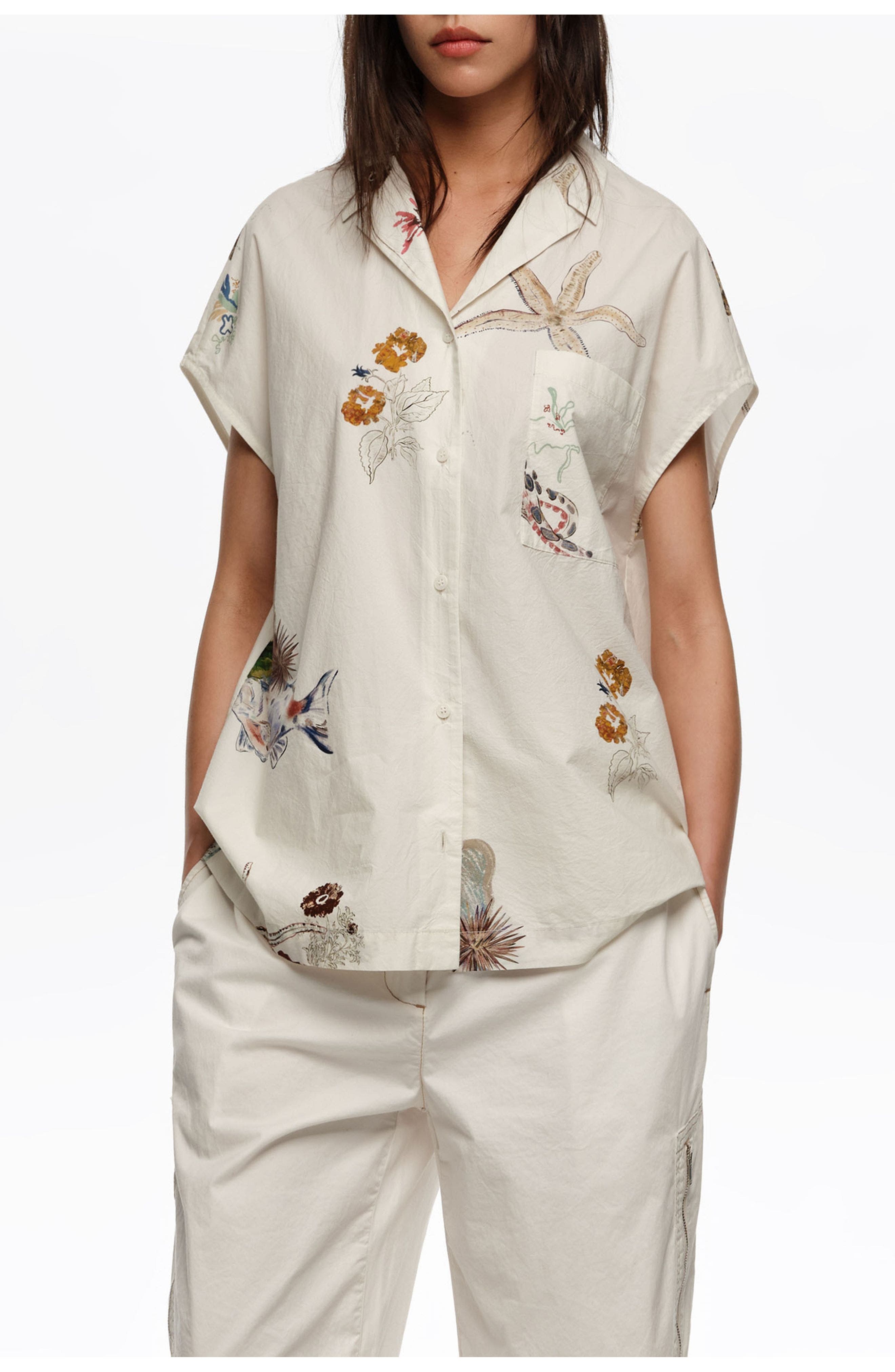 Seabed Cotton Cape Shirt
