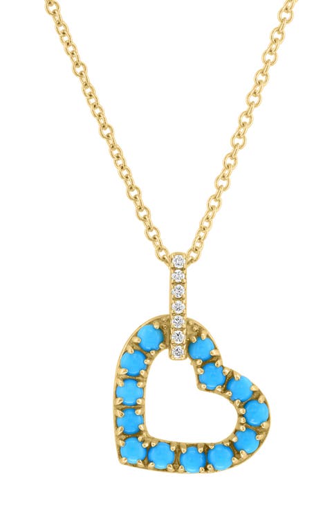 Diamond & Turquoise Heart Pendant Necklace