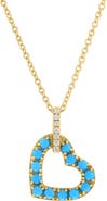 EFFY Diamond & Turquoise Heart Pendant Necklace
