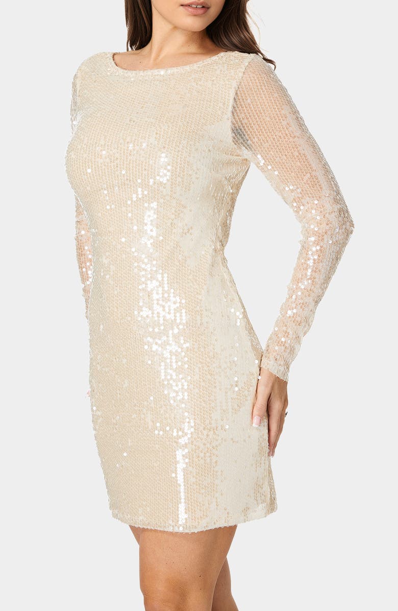 bebe Long Sleeve Sequin Minidress, Alternate, color, 