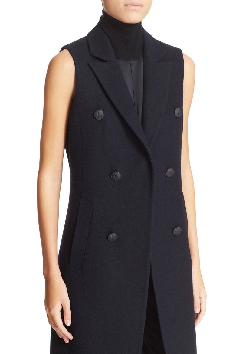 'Faye' Longline Double Breasted Wool Blend Vest, Alternate, color, SALUTE