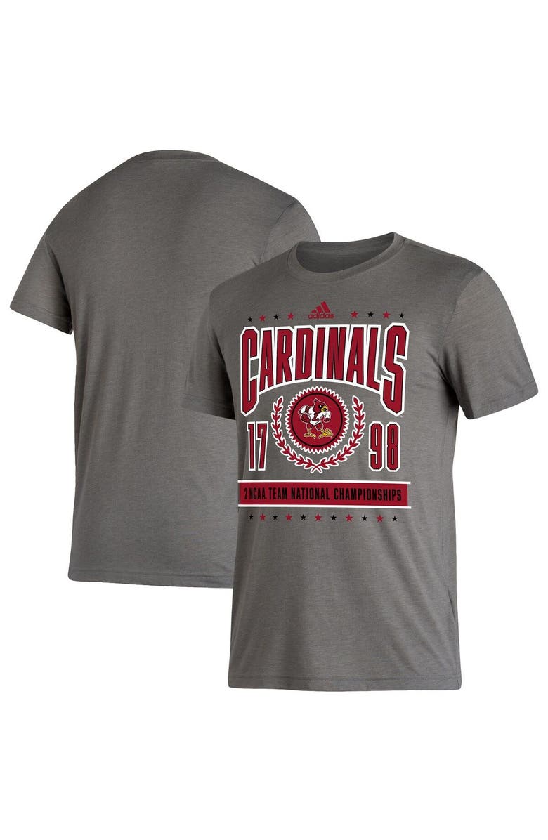 adidas Men's adidas Heathered Charcoal Louisville Cardinals 2 NCAA Team National Championships Reminisce T-Shirt, Main, color,