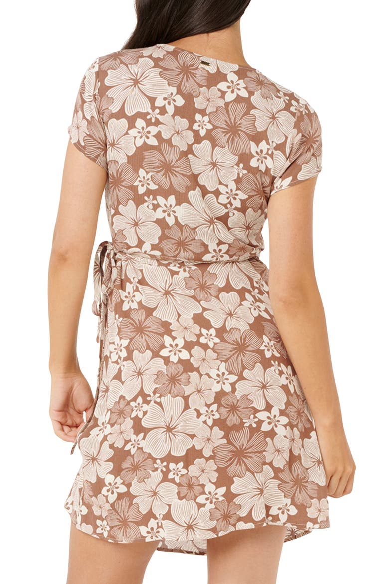 Aloha State Wrap Minidress, Alternate, color, BROWN