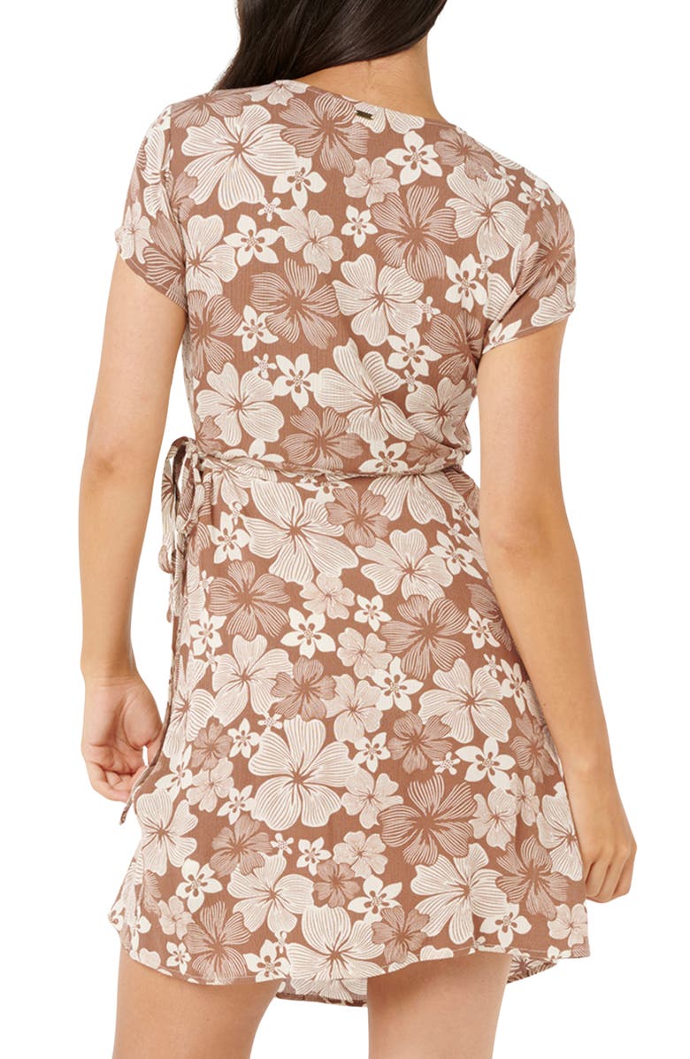 Rip Curl Aloha State Wrap Minidress, Alternate, color, Brown