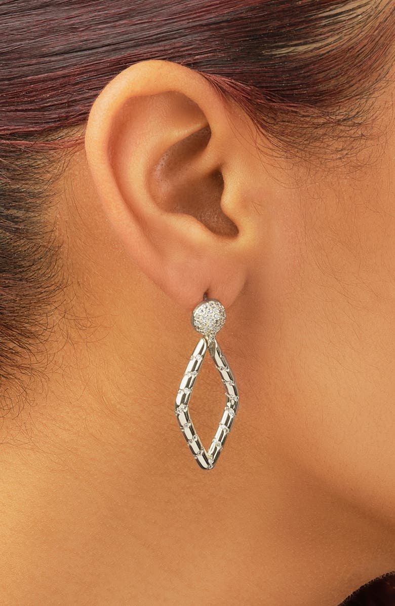 Sterling Forever Gisele Cubic Zirconia Geometric Drop Earrings, Alternate, color, Silver