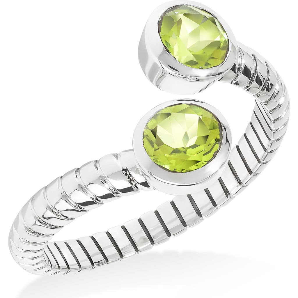 Ys Gems Sterling Silver Bypass Ring In Green