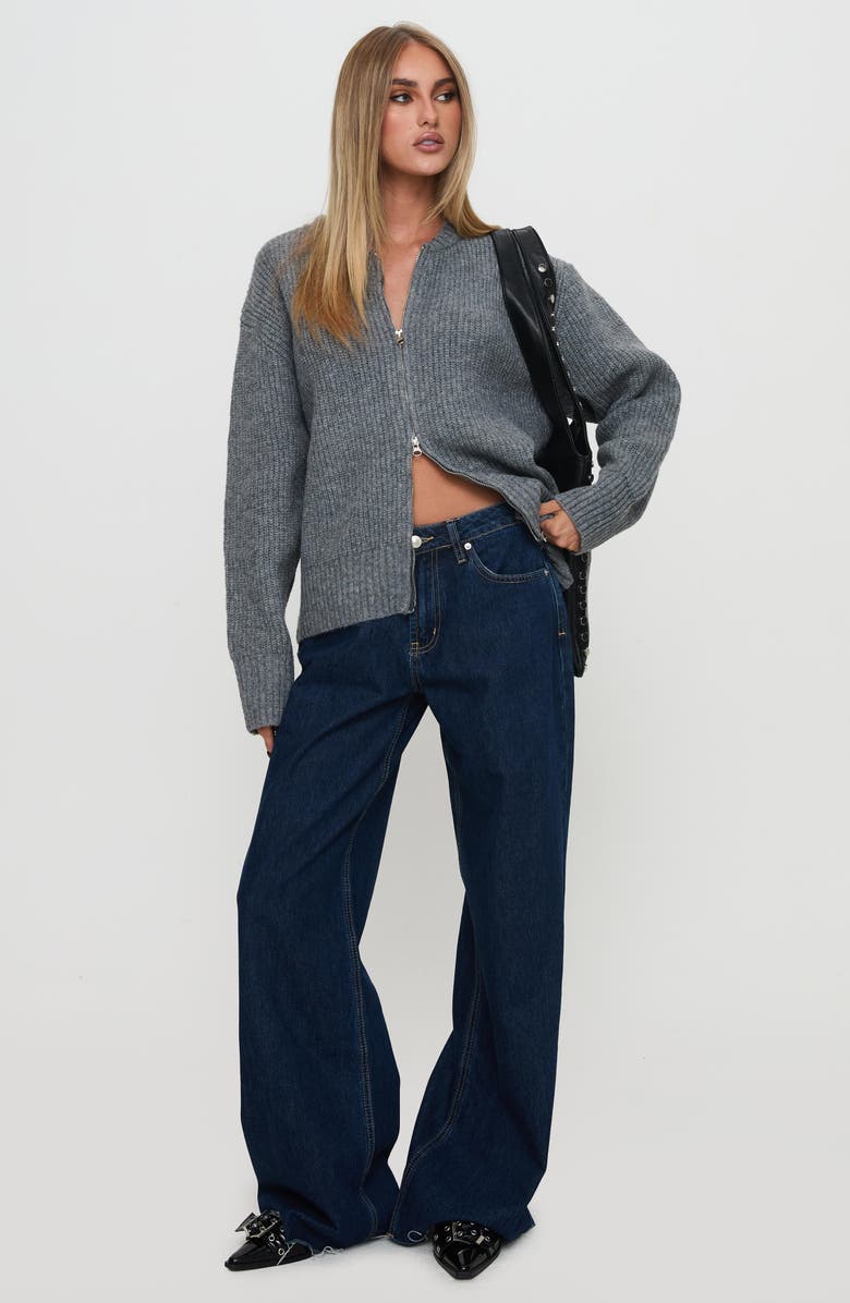 Princess Polly Lexene Zip Cardigan, Alternate, color, Grey