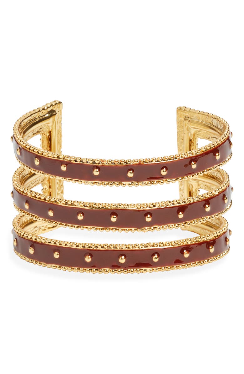 Karine Sultan Espresso Split Cuff Bracelet, Main, color, Gold