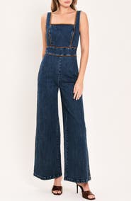 FLYING TOMATO Square Neck Sleeveless Denim Jumpsuit
