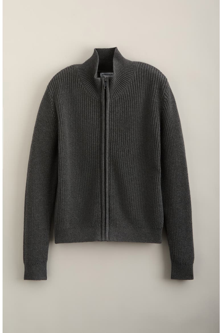 Kids' Ribbed Full Zip Cardigan, Main, color, GREY DARK HEATHER