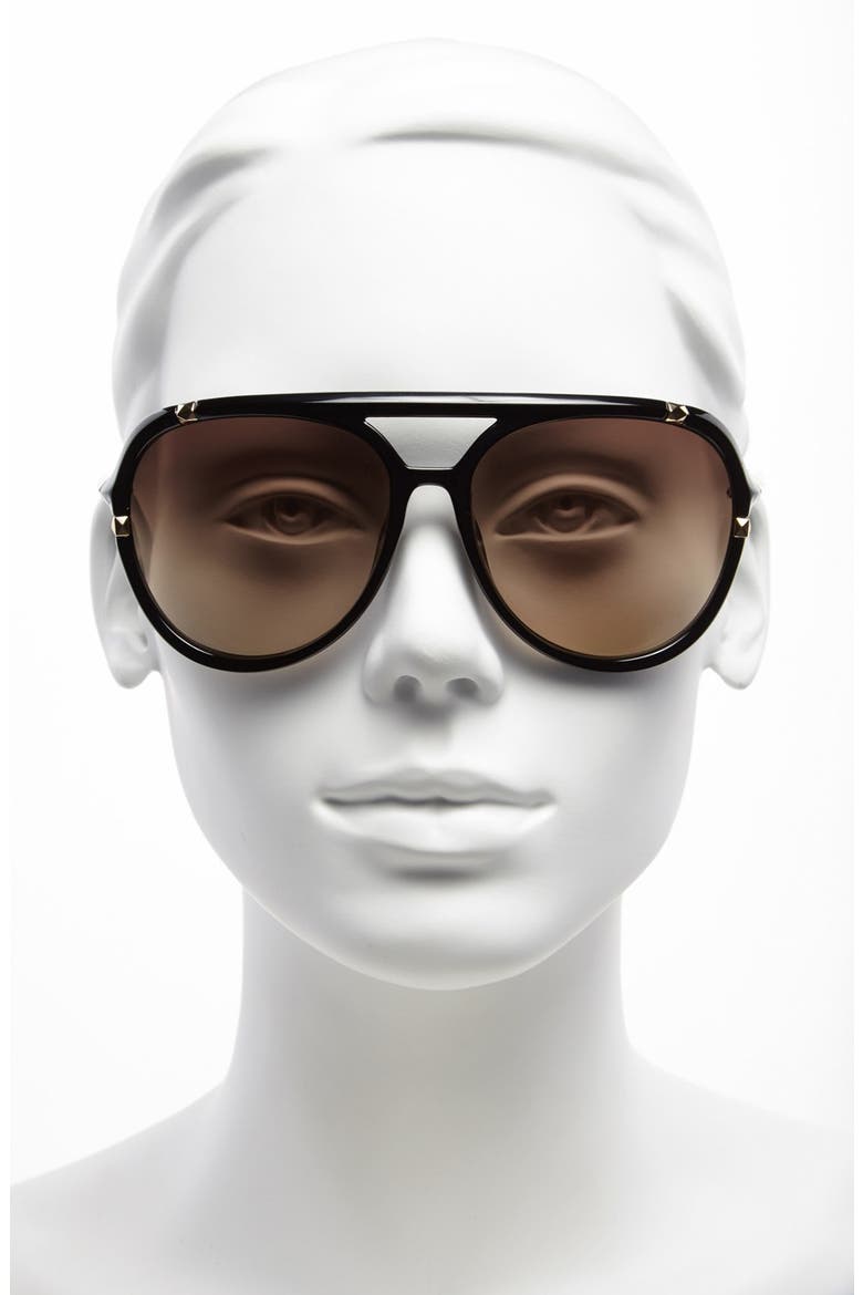 'Jemma' 60mm Aviator Sunglasses, Alternate, color, BLACK