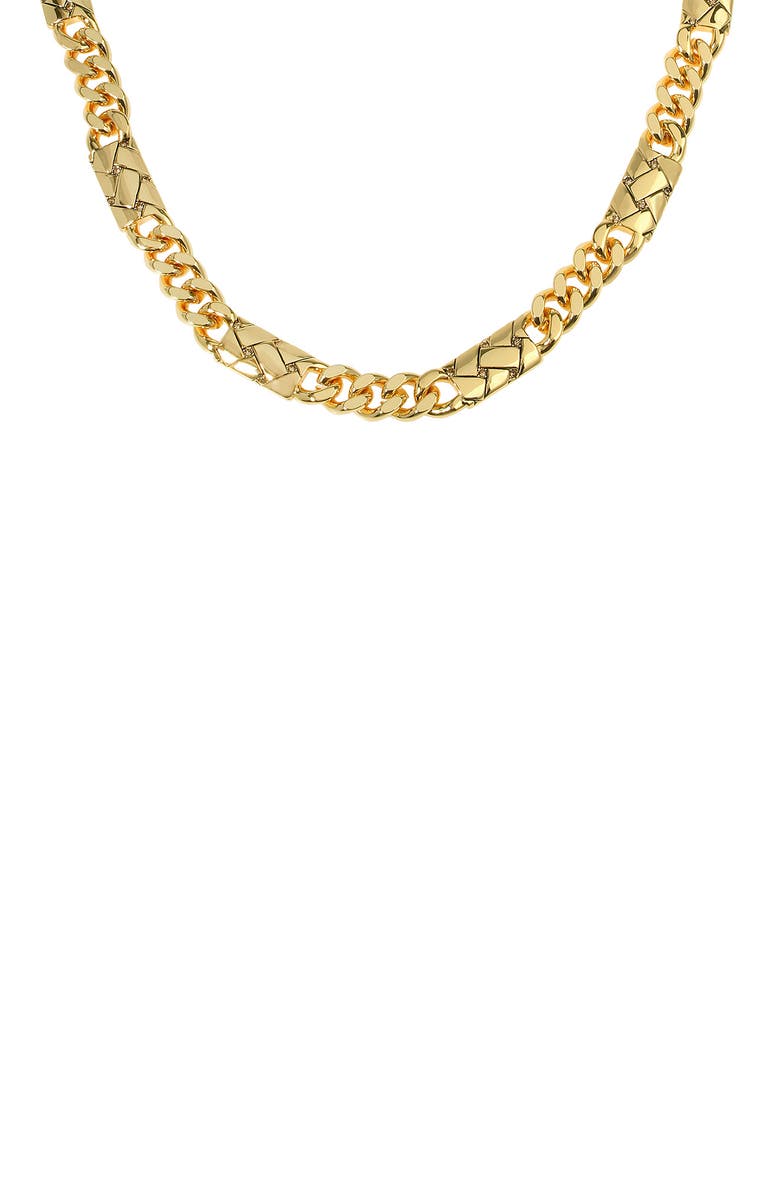 Kurt Geiger London Quilted Bar Station Chain Necklace, Alternate, color, 
