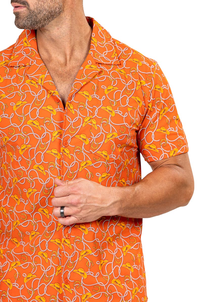 Maceoo Marthy Orange Camp Shirt, Alternate, color, 