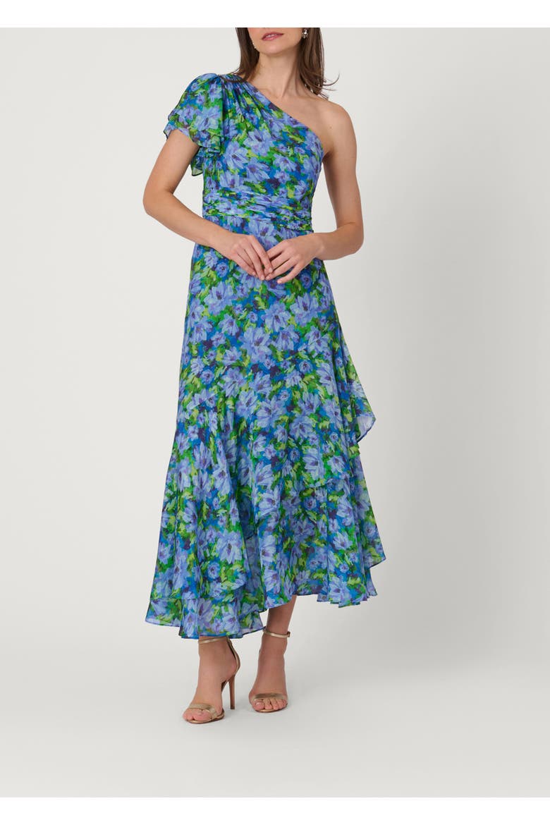 Midnight Sketched Garden Print Melody Dress, Main, color, Periwinkle/Verde Multi