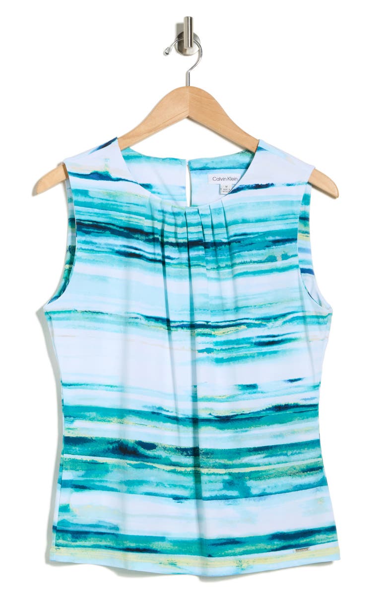 Calvin Klein Printed Shell, Alternate, color, Petrol Multi