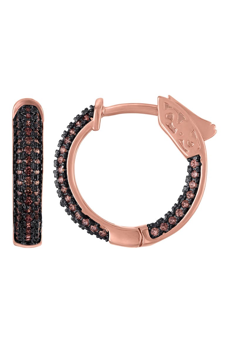 Pavé Cubic Zirconia Inside Out Hoop Earrings, Main, color, PINK