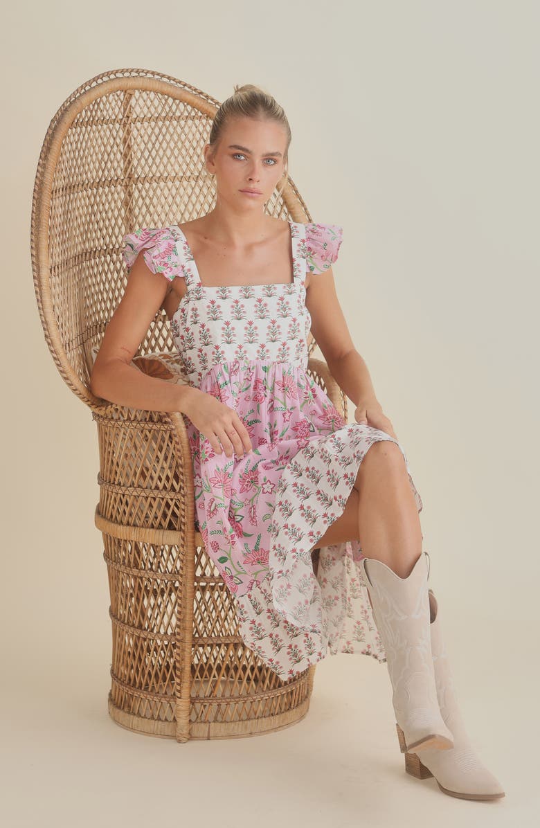 Talisman the Label Zoe Ruffle Hem Dress, Alternate, color, Strawberry Fields