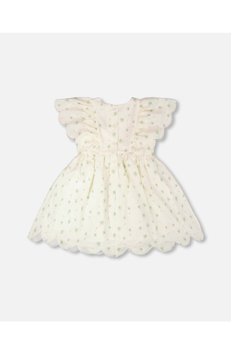 Deux par Deux Jacquard Short Sleeve Printed Flowers Dress, Alternate, color, White Printed Flowers