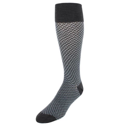 Benoit Herringbone Patterned Mid-Calf Merino Wool Socks (1 Pair)