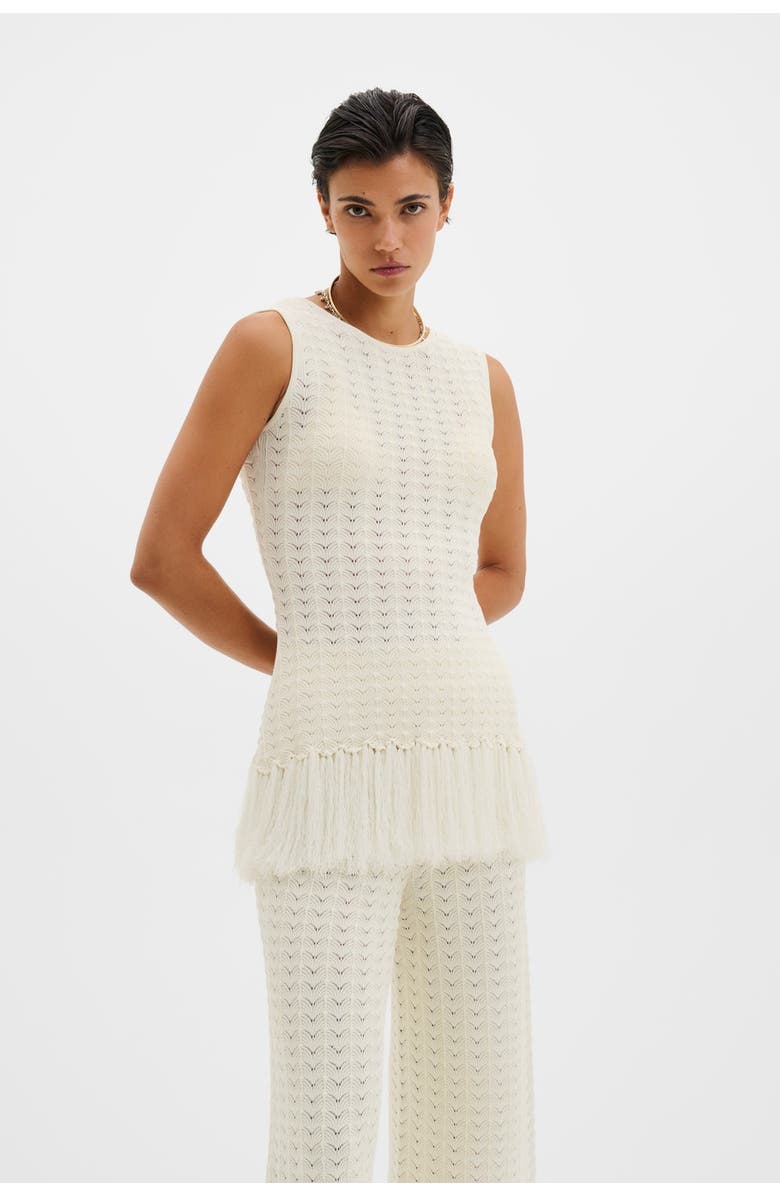 Malina Amal Knitted Fringe Top, Alternate, color, White