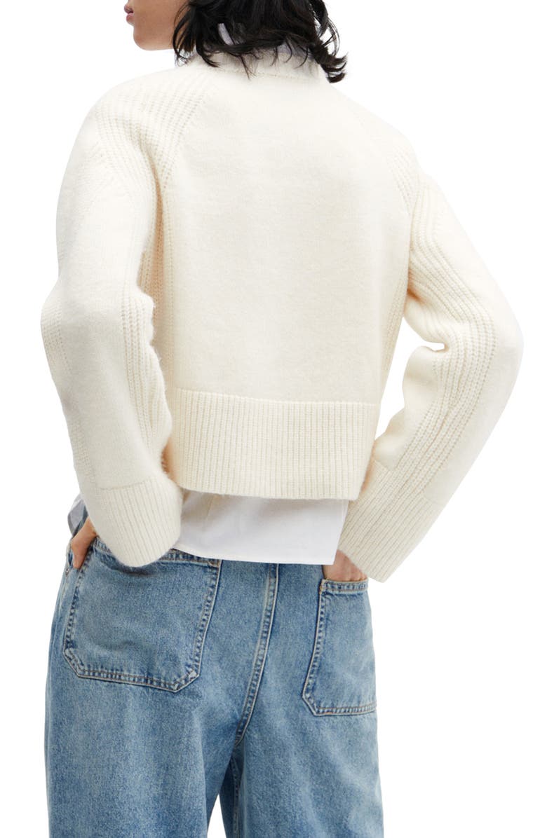 MANGO Rib Sleeve Sweater, Alternate, color, 