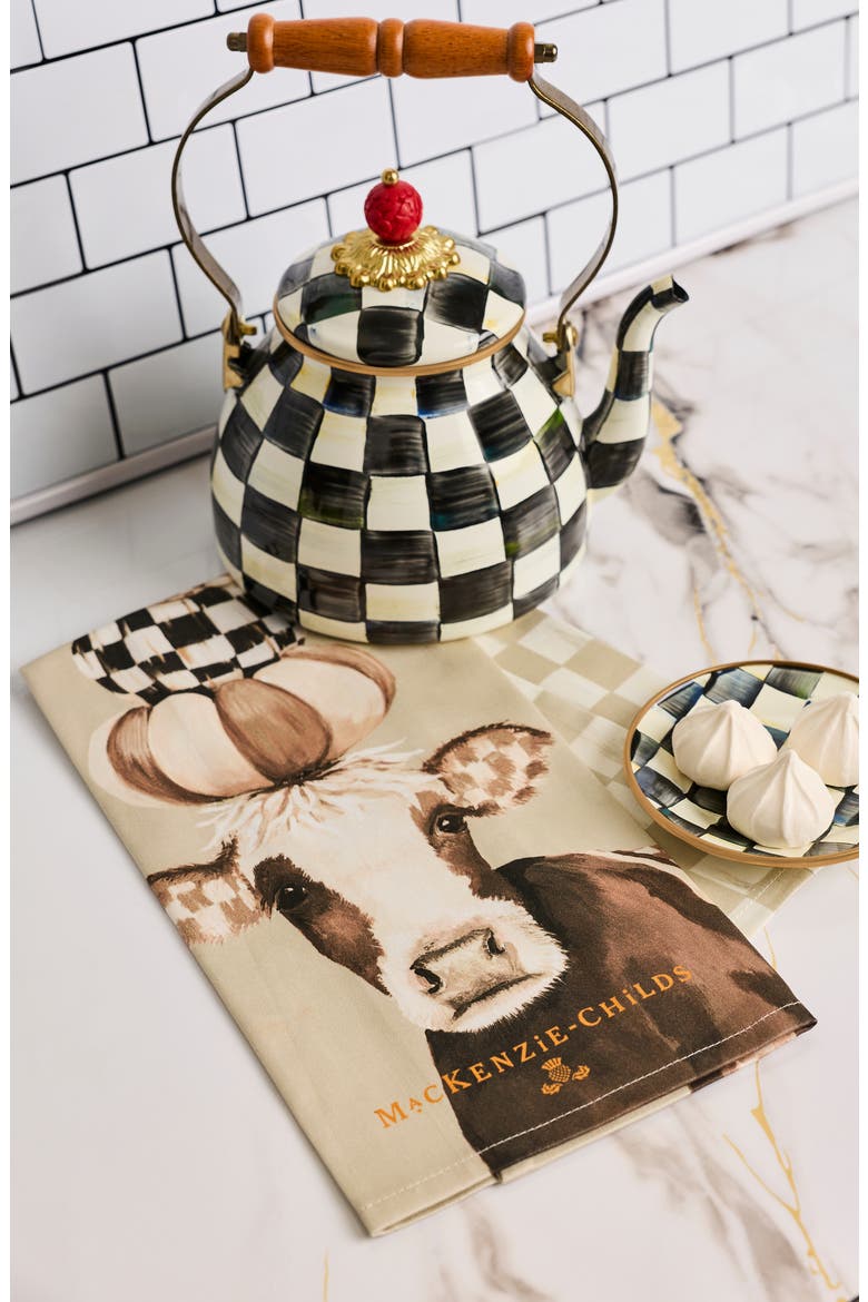 Mocha Cow Printed Dish Towel, Alternate, color, BROWN