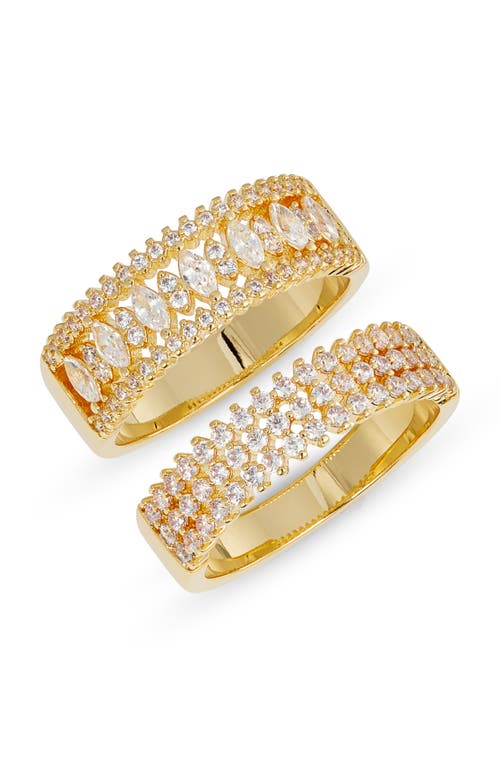 Nordstrom Set Of 2 Cubic Zirconia Band Rings In Clear- Gold