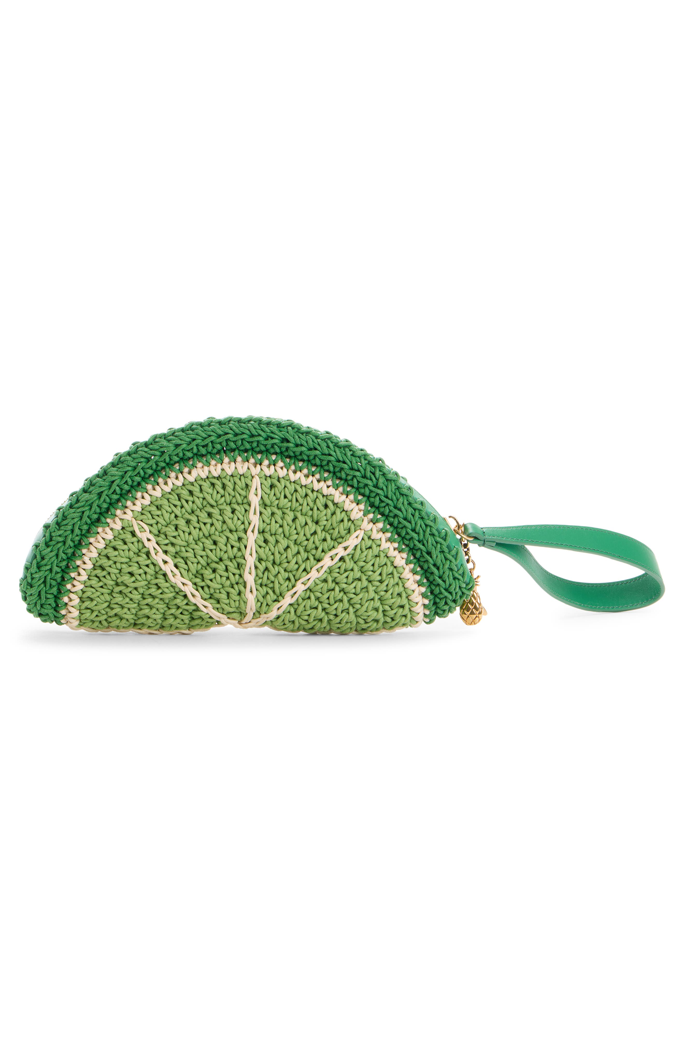 Chloé Tropicus Crocheted Wristlet, Alternate, color, Conifer Green