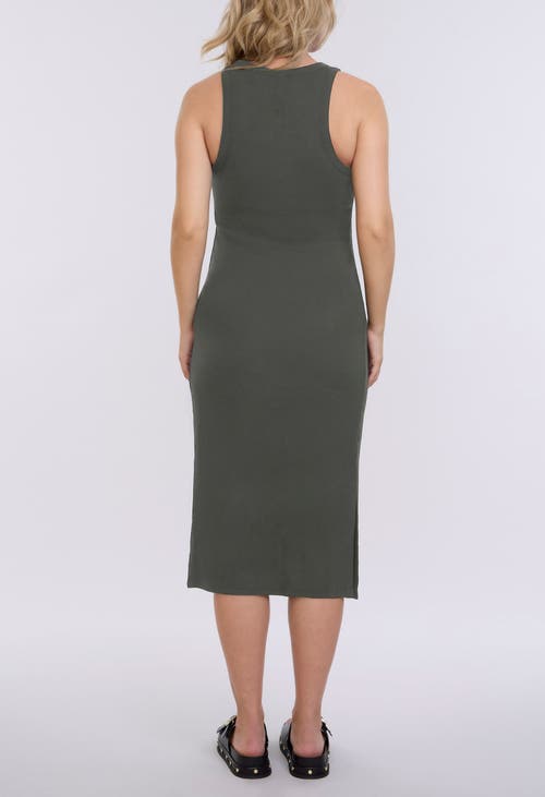 Motherhood Maternity Crew Neck Sleeveless Racerback Maternity Midi Dress In Green