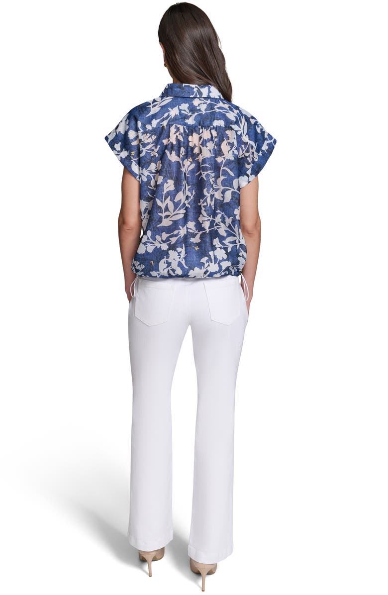 KARL LAGERFELD PARIS Floral Bungee Waist Button-Up Shirt, Alternate, color,