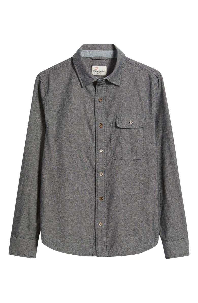 Imperfects Tradesman Cotton Chambray Button-Up Shirt, Main, color, Obsidian Solid