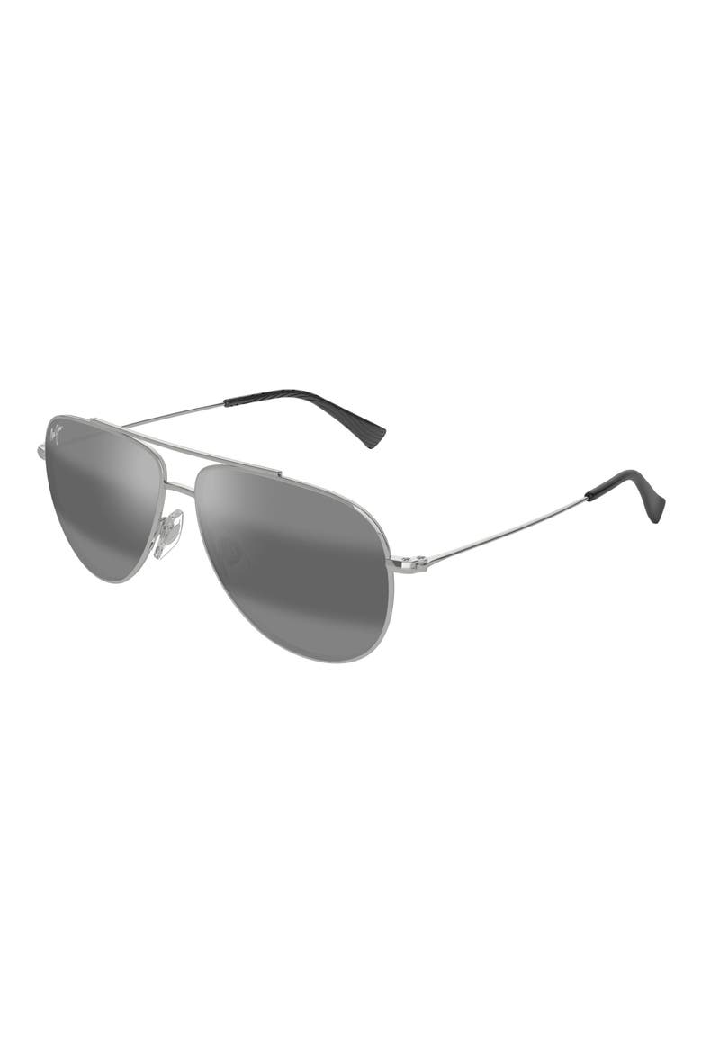 Hauloli XS 56mm Polarized Aviator Sunglasses, Alternate, color, SILVER