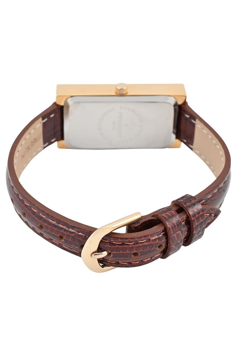 Luxury Rectangular Crystal Bezel Leather Watch- 35x20MM, Alternate, color, Brown