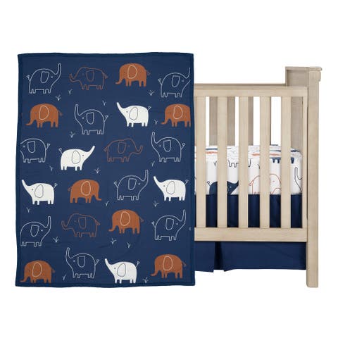 Playful Elephant Cotton 3-Piece Baby Crib Bedding Set
