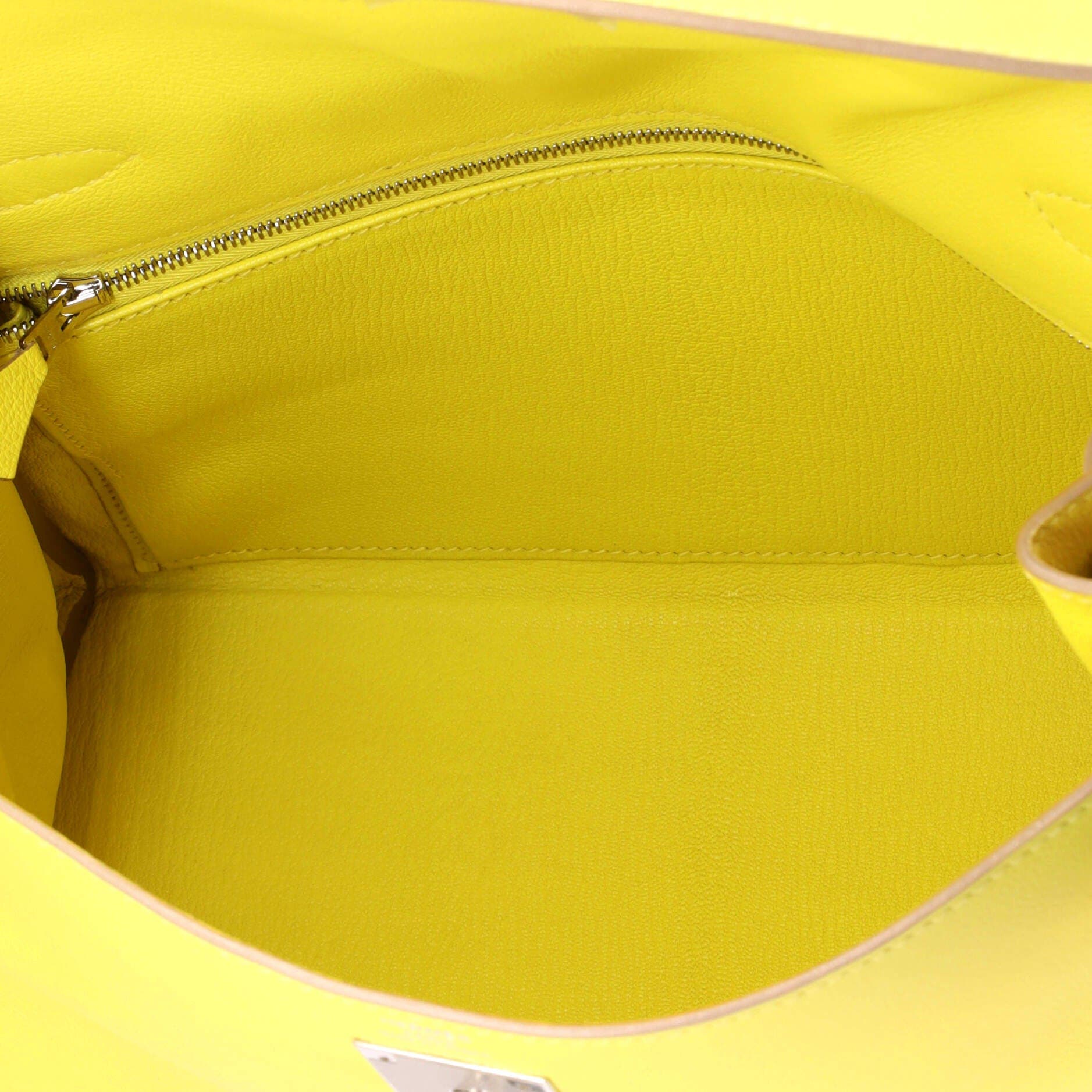Pre-Owned Hermes Kelly Handbag Yellow Evercolor with Palladium Hardware 28, Alternate, color, 