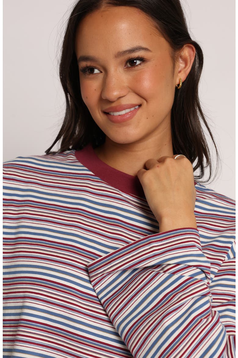 Silvia Knit Shorts Set, Alternate, color, BURGUNDY STRIPE