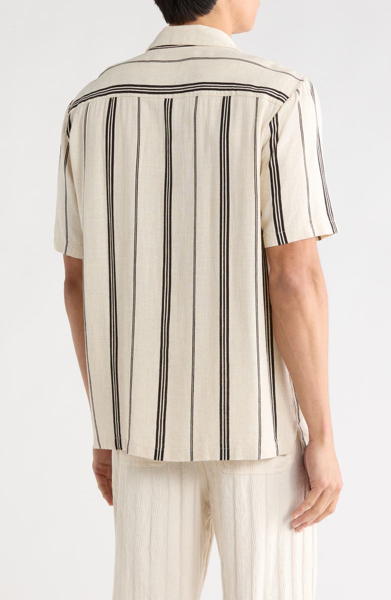 DENIM AND FLOWER Stripe Camp Shirt, Alternate, color, Cream