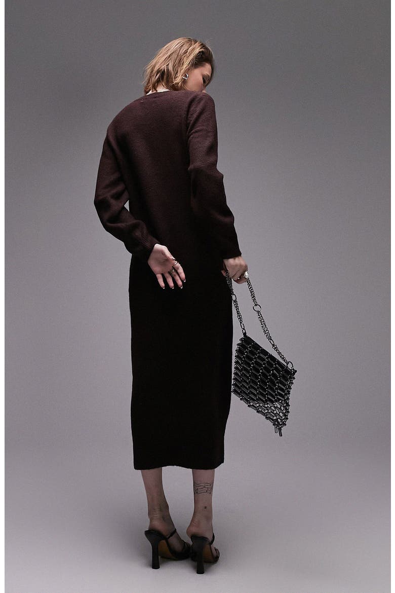 Long Sleeve Sweater Dress, Alternate, color, BURGUNDY