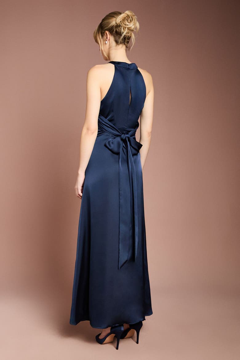 Petite Halterneck Maxi Dress, Alternate, color, Navy