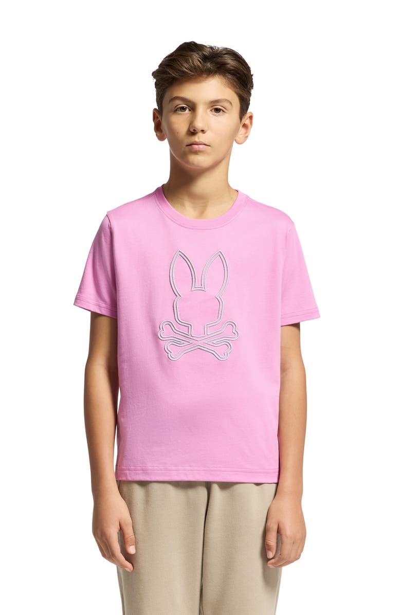 Psycho Bunny Kids' Durango Embroidered Cotton Graphic T-Shirt, Alternate, color, Opera Mauve