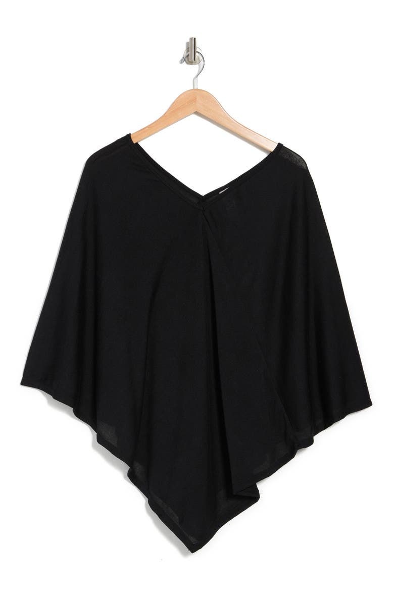 Asymmetrical Poncho Sweater, Alternate, color, BLACK