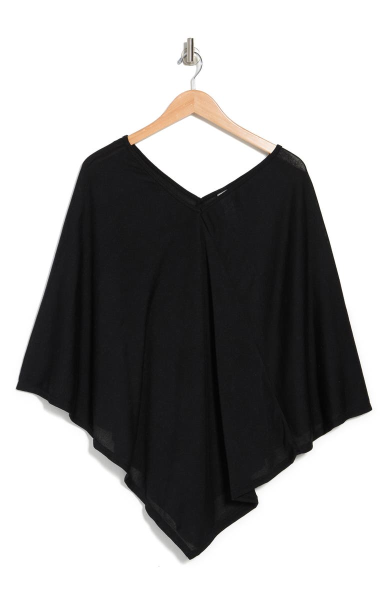 GO COUTURE Asymmetrical Poncho Sweater, Alternate, color, Black