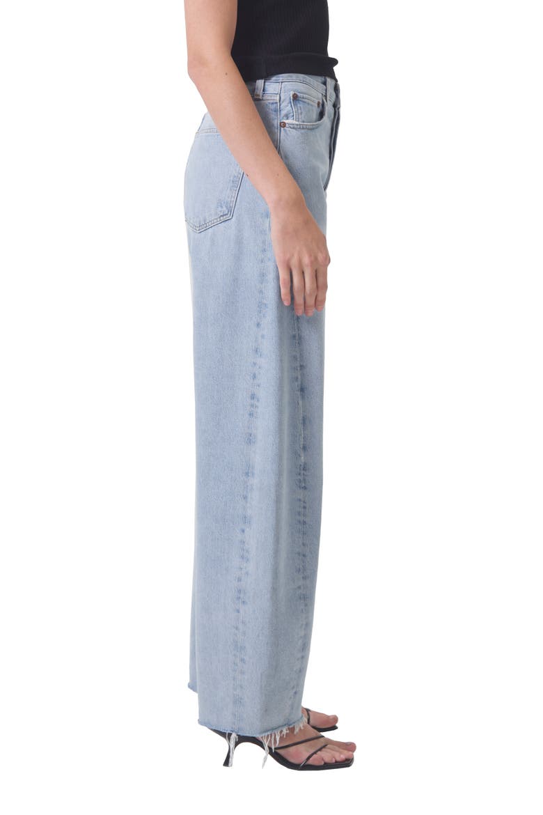 Luna Pieced High Waist Raw Hem Barrel Jeans, Alternate, color, VOID