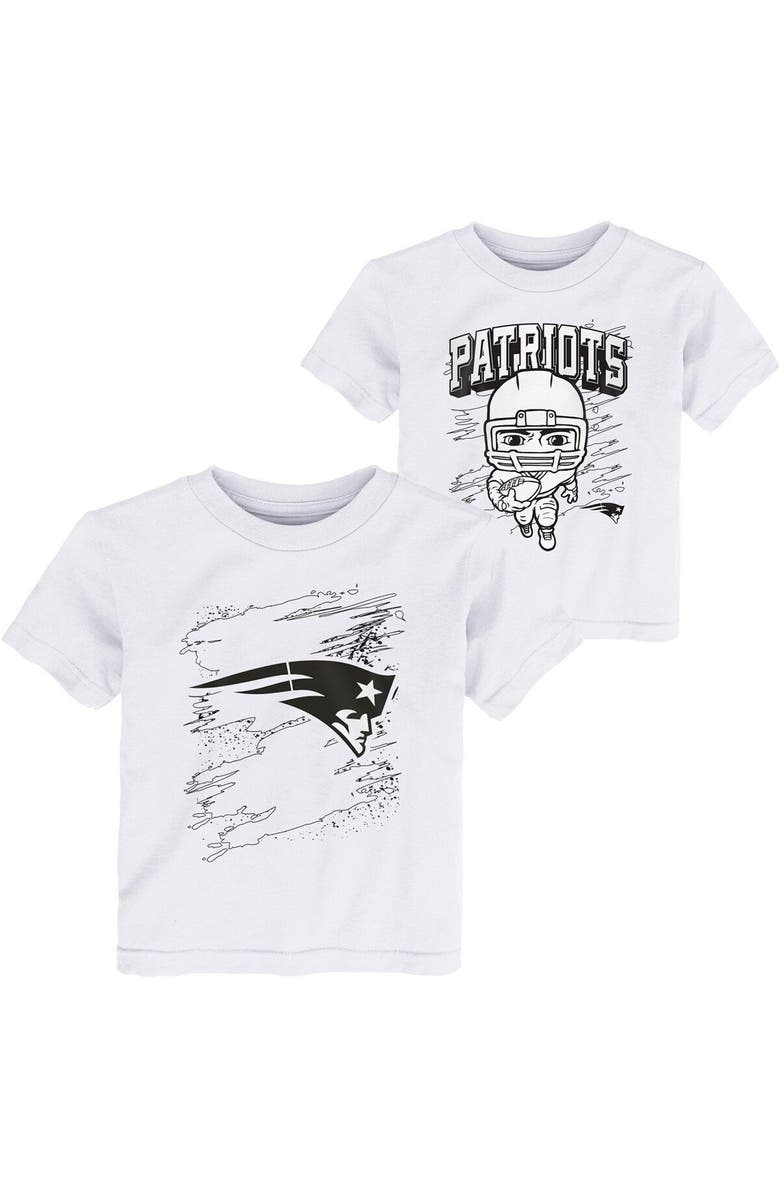 Outerstuff Toddler White New England Patriots Coloring Activity Two-Pack T-Shirt Set, Main, color,