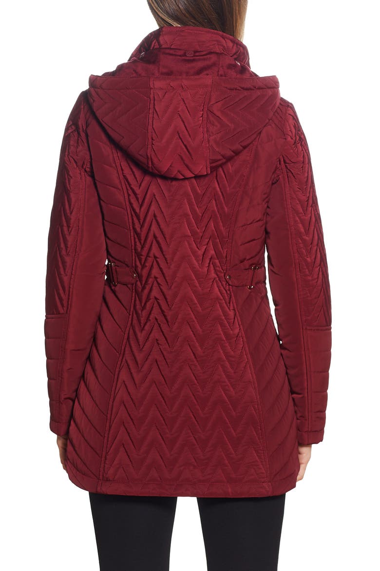 Hooded Quilted Jacket, Alternate, color, MERLOT