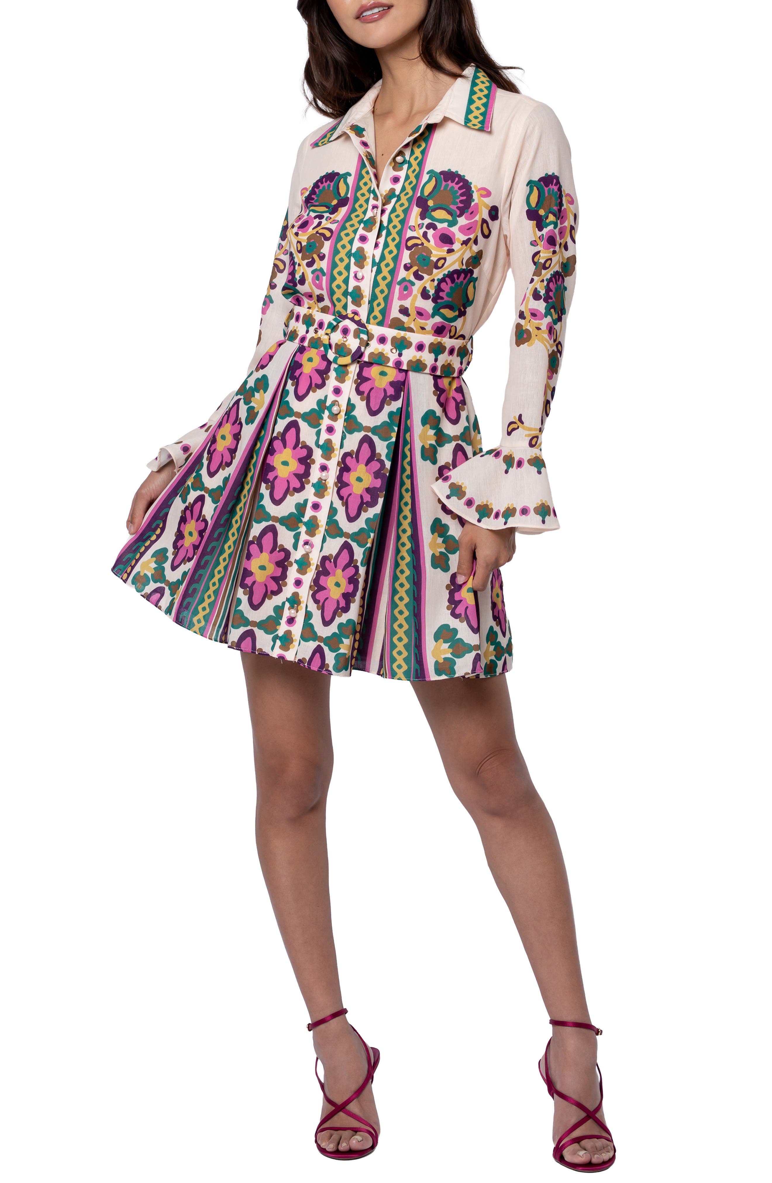 Maris Mixed Print Long Sleeve Shirtdress